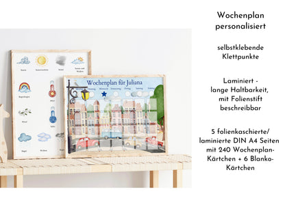 Wochenplan "Stadt" mit Name personalisiert, 246 Routine Karten, laminiert, magnetisch, Montessori Kinder Routineplan von Familie Nordstern