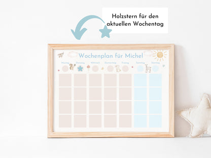 Wochenplan "Waldtiere Pastell" personalisiert für Kinder u. Teenager, 246 Routine Karten, optional magnetisch, Routineplan Familie Nordstern