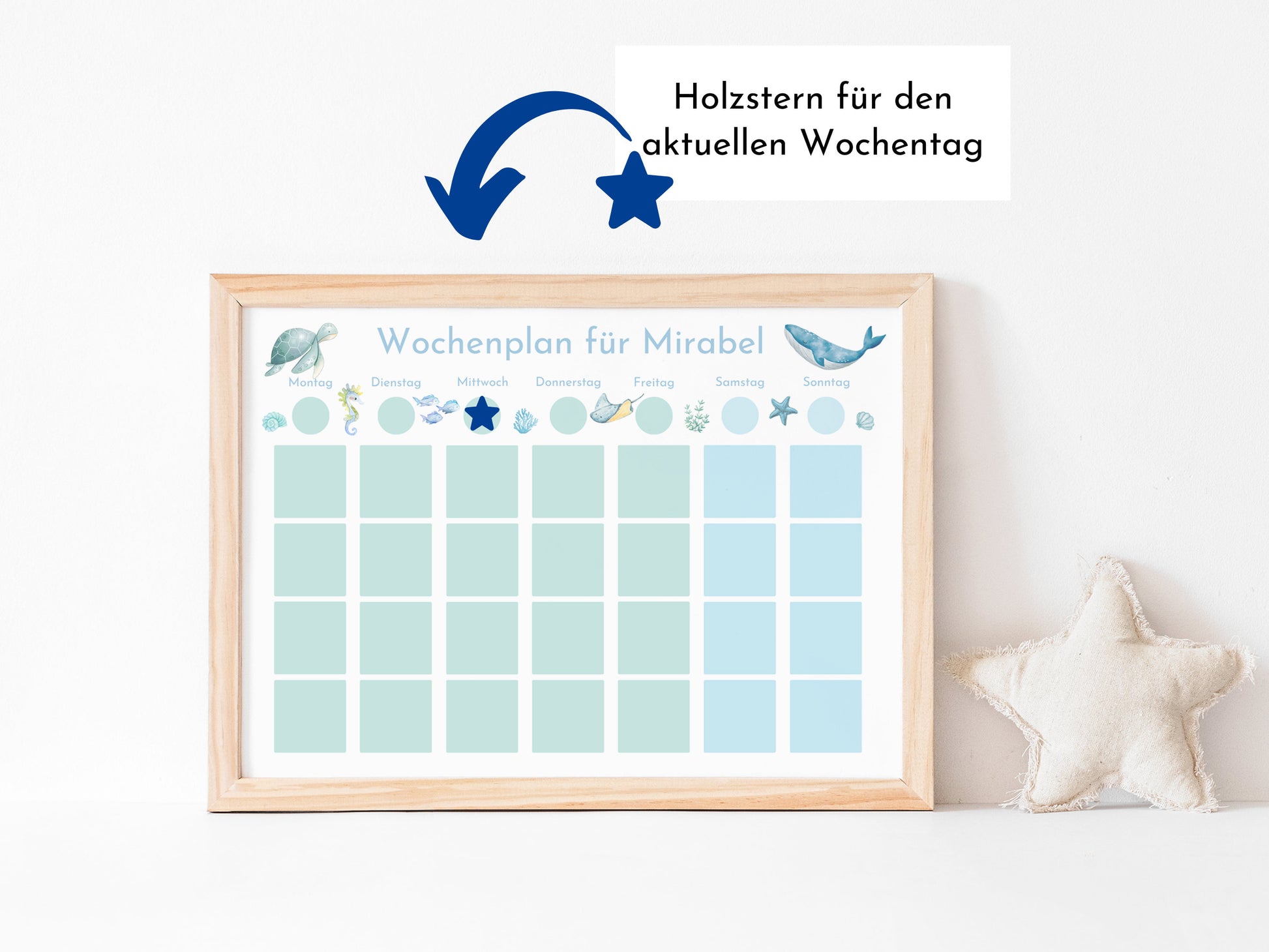 Personalisierter Wochenplan "Atlantik", 246 Wochenplan Karten, laminiert, magnetisch, Montessori Kinder Routineplan von Familie Nordstern