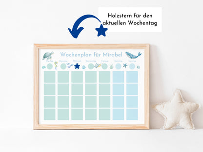 Personalisierter Wochenplan "Atlantik", 246 Wochenplan Karten, laminiert, magnetisch, Montessori Kinder Routineplan von Familie Nordstern