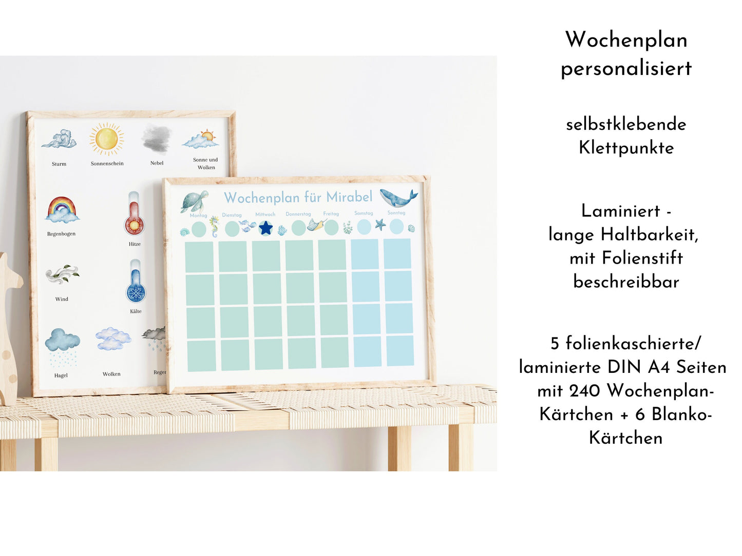 Personalisierter Wochenplan "Atlantik", 246 Wochenplan Karten, laminiert, magnetisch, Montessori Kinder Routineplan von Familie Nordstern