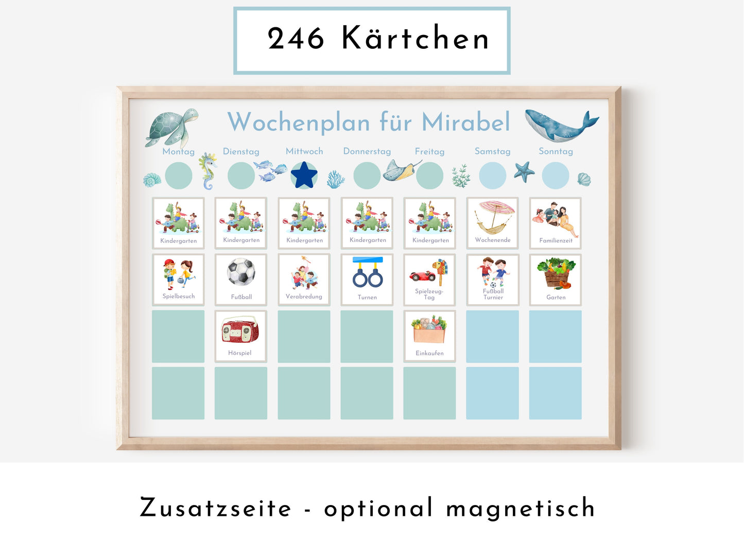 Personalisierter Wochenplan "Atlantik", 246 Wochenplan Karten, laminiert, magnetisch, Montessori Kinder Routineplan von Familie Nordstern