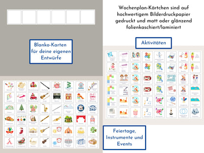 Personalisierter Wochenplaner "Boho" mit 246 Routine Karten für Kinder, laminiert, magnetisch, Montessori Routineplan von Familie Nordstern