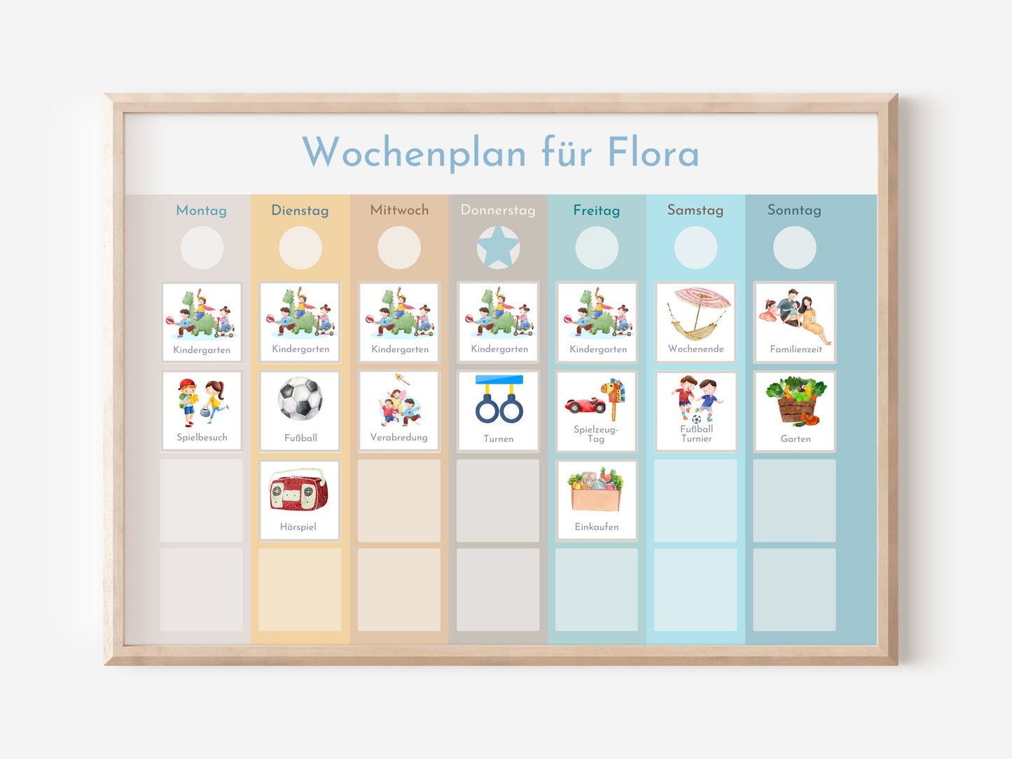 Personalisierter Wochenplan "Beach" für Kinder und Teenager, 246 Routine Karten, magnetisch, Montessori Routineplan von Familie Nordstern