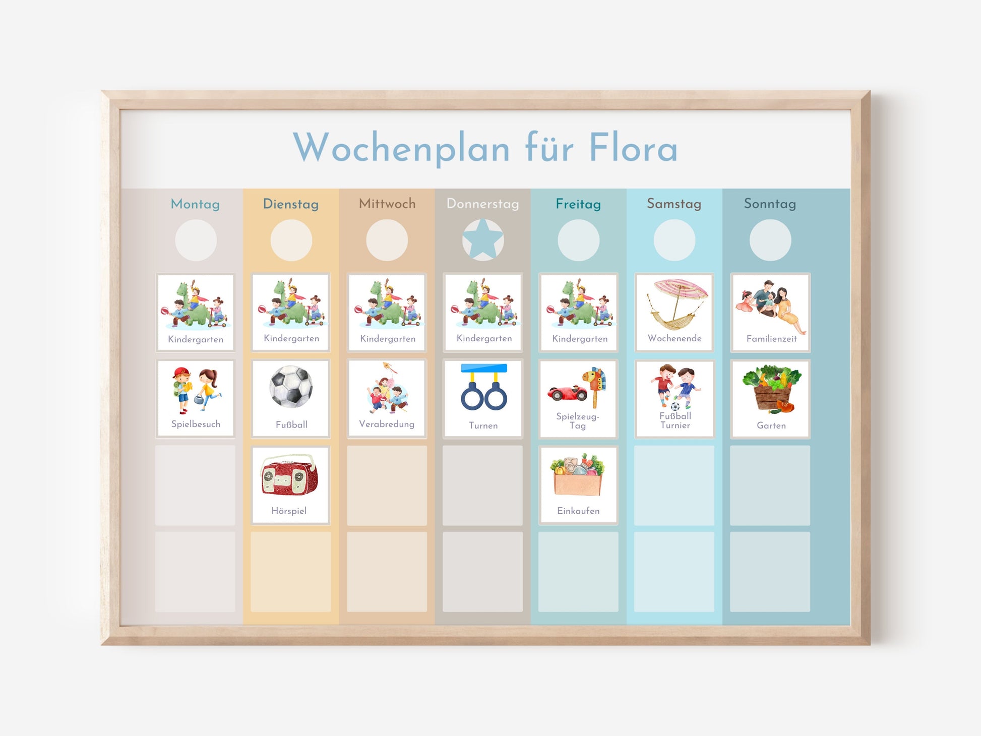 Personalisierter Wochenplan "Beach" für Kinder und Teenager, 246 Routine Karten, magnetisch, Montessori Routineplan von Familie Nordstern