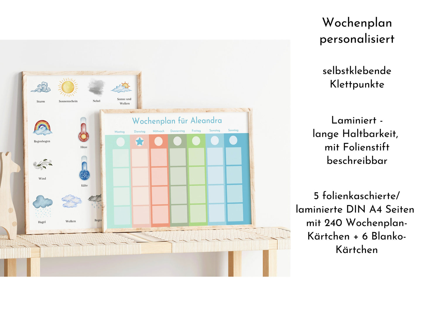 Personalisierter Wochenplaner "Korallenriff" für Kinder und Teenager, 246 Wochenplan Karten, laminiert magnetisch, Geburtstag Geschenk