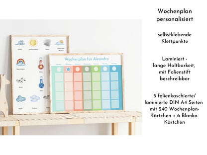 Personalisierter Wochenplaner "Korallenriff" für Kinder und Teenager, 246 Wochenplan Karten, laminiert magnetisch, Geburtstag Geschenk