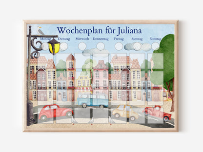 Wochenplan "Stadt" mit Name personalisiert, 246 Routine Karten, laminiert, magnetisch, Montessori Kinder Routineplan von Familie Nordstern