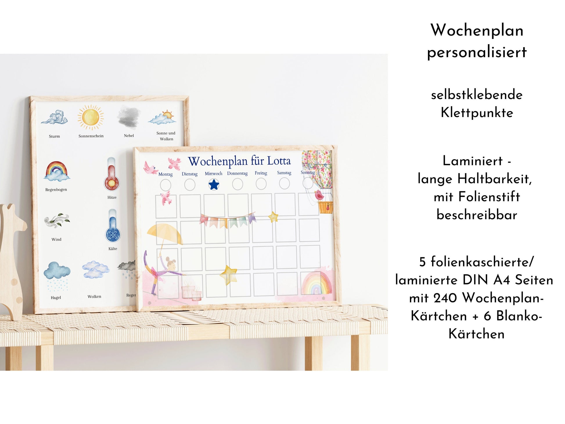 Personalisierter Wochenplan "Ballett" Kinder mit 246 Routine Karten, laminiert, magnetisch, Montessori Planer Kalender von Familie Nordstern