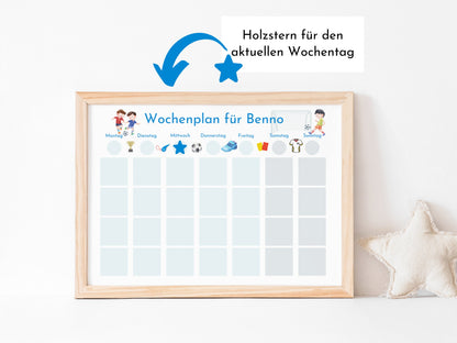 Personalisierter Wochenplan "Fussball", 246 Routine Karten, Klett, laminiert magnetisch, Montessori Routineplan für Kinder und Jugendliche