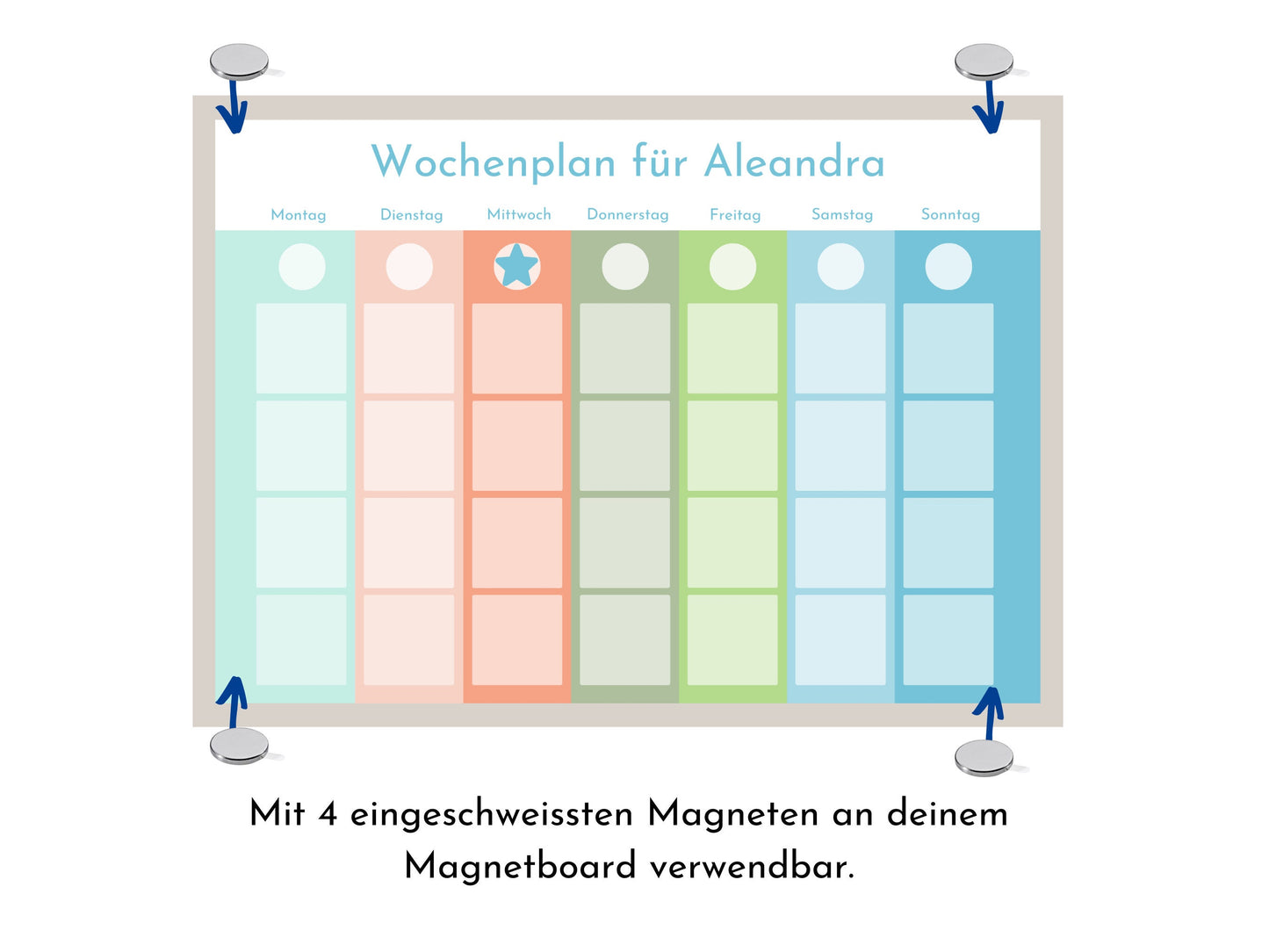 Personalisierter Wochenplaner "Korallenriff" für Kinder und Teenager, 246 Wochenplan Karten, laminiert magnetisch, Geburtstag Geschenk