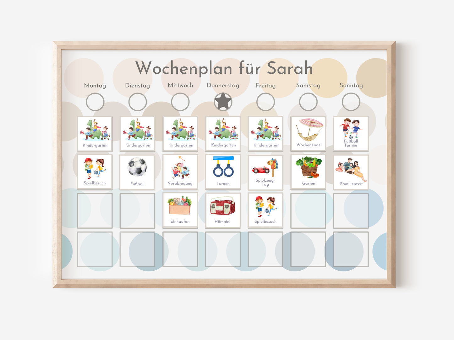 Magnetboard Wochenplan "Kreise Beach" für Kinder und Teenager, 246 Routine Karten, Neodym-Magnete, Routineplan von Familie Nordstern