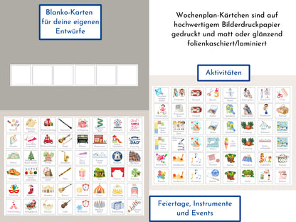 Wochenplan "Wald und Wiese" mit Name personalisiert, 246 Routine Karten, laminiert magnetisch Klett, Routineplan für Kinder und Jugendliche