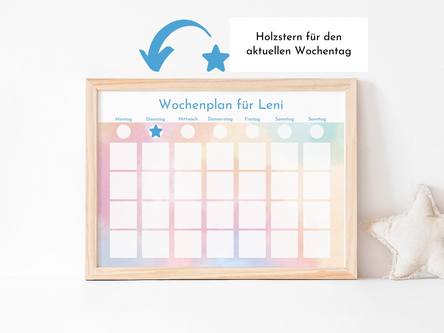 Magnetboard Wochenplan "Aquarell" personalisiert für Kinder und Teenager, 246 Routine Karten, Neodym-Magnete, Montessori Routineplan