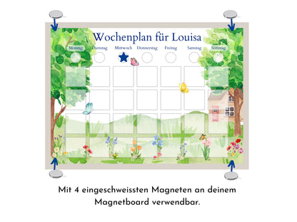 Personalisierter Wochenplan "Garten" für Kinder mit 246 Routine Karten, laminiert magnetisch, Montessori Routineplan von Familie Nordstern