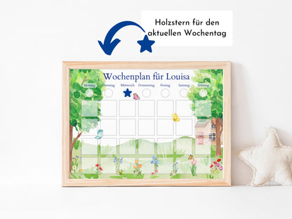 Personalisierter Wochenplan "Garten" für Kinder mit 246 Routine Karten, laminiert magnetisch, Montessori Routineplan von Familie Nordstern