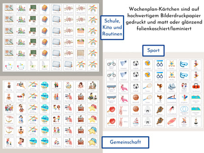 Wochenplan "Boho Doodle" mit Name personalisiert, 246 Routine Karten, laminiert Klett, Montessori Routineplan für Kinder, Familie Nordstern