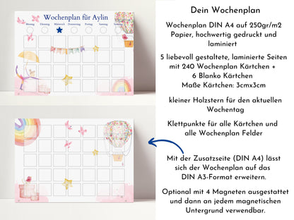 Personalisierter Wochenplan "Ballett" für Kinder mit 246 Routine Karten, laminiert, magnetisch, Montessori Routineplan von Familie Nordstern