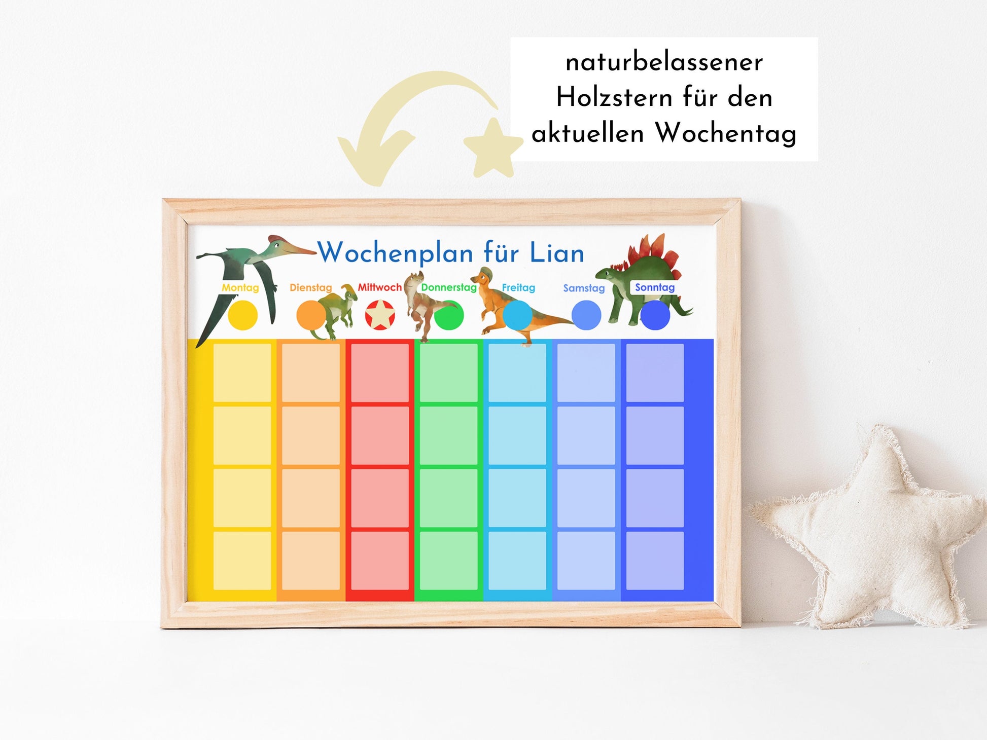 Personalisierter Wochenplan "Montessori-Dinos", 246 Routine Karten, laminiert magnetisch Klett, Routineplan für Kinder von Familie Nordstern