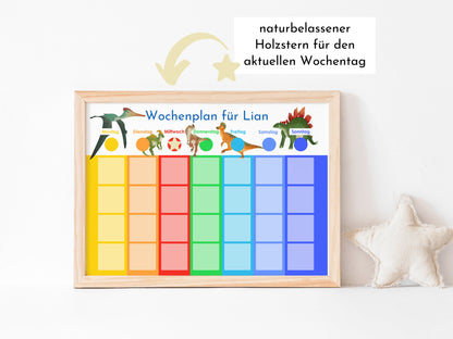 Personalisierter Wochenplan "Montessori-Dinos", 246 Routine Karten, laminiert magnetisch Klett, Routineplan für Kinder von Familie Nordstern