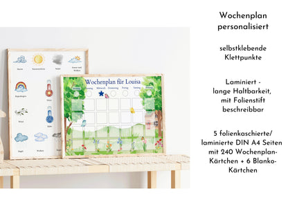 Personalisierter Wochenplan "Garten" für Kinder mit 246 Routine Karten, laminiert magnetisch, Montessori Routineplan von Familie Nordstern