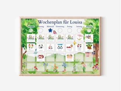 Personalisierter Wochenplan "Garten" für Kinder mit 246 Routine Karten, laminiert magnetisch, Montessori Routineplan von Familie Nordstern