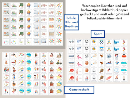 Magnetboard Wochenplan "Flamingo" personalisiert für Kinder und Teenager, 246 Routine Karten, Neodym-Magnete, Montessori Routineplan