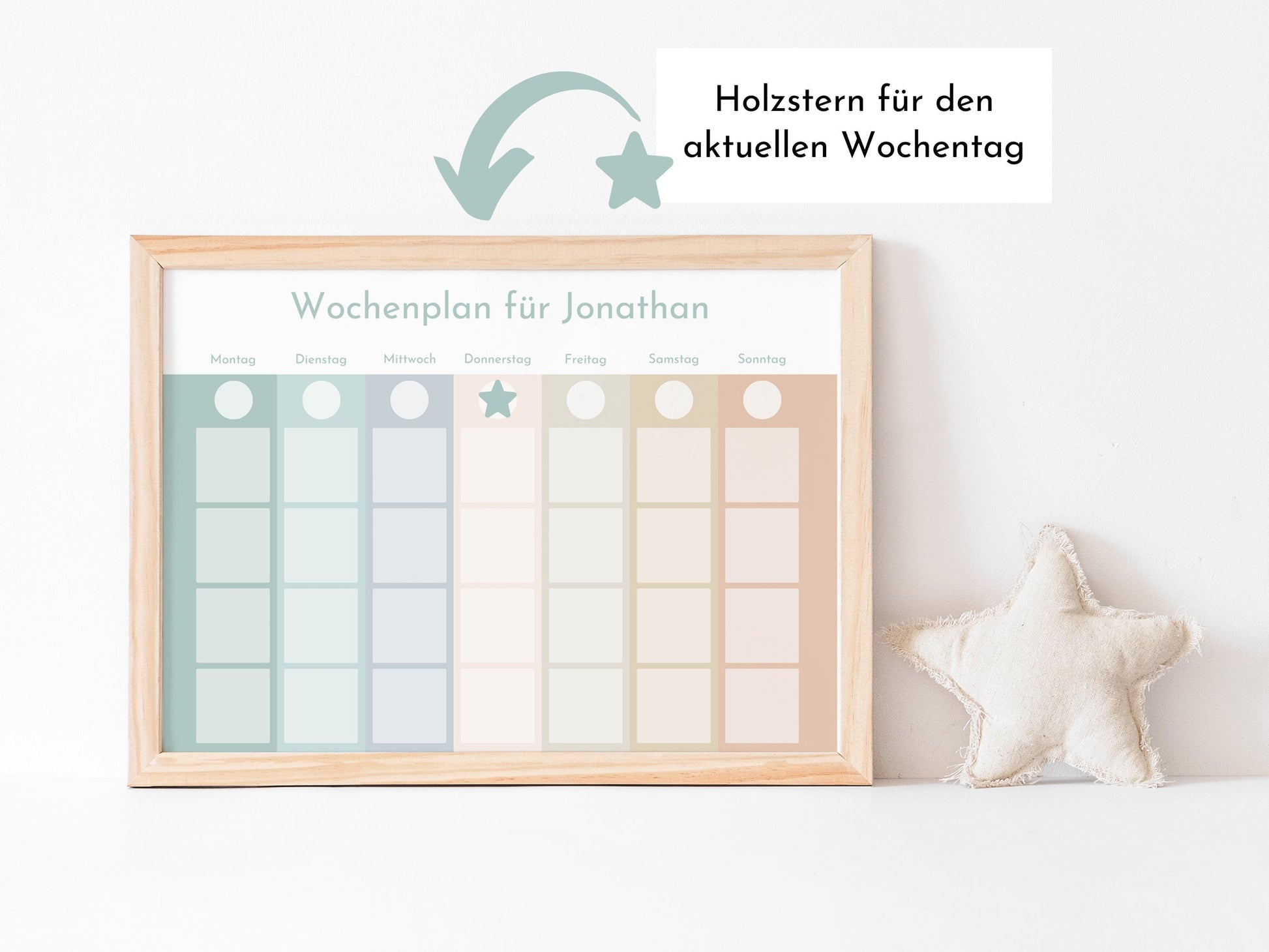 Wochenplan "Salbei und Haselnuss" mit Name personalisiert, 246 Routine Karten, laminiert magnetisch, Routineplan für Kinder und Jugendliche