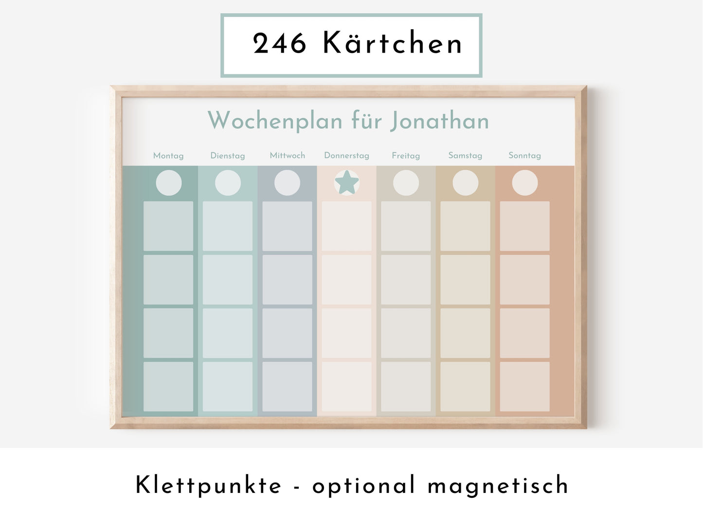 Wochenplan "Salbei und Haselnuss" mit Name personalisiert, 246 Routine Karten, laminiert magnetisch, Routineplan für Kinder und Jugendliche