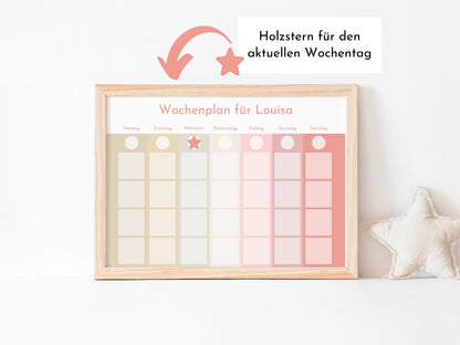 Personalisierter Wochenplan "Erdbeere und Haselnuss", 246 Routine Karten, laminiert magnetisch Klett, Routineplan für Kinder und Jugendliche