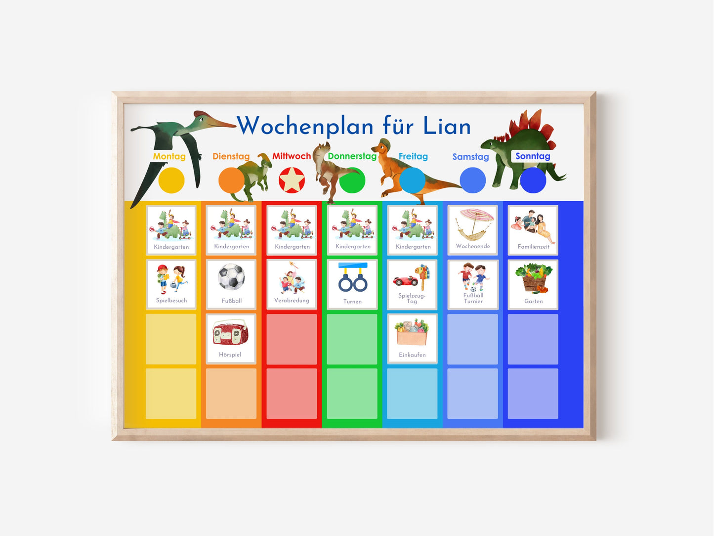 Personalisierter Wochenplan "Montessori-Dinos", 246 Routine Karten, laminiert magnetisch Klett, Routineplan für Kinder von Familie Nordstern