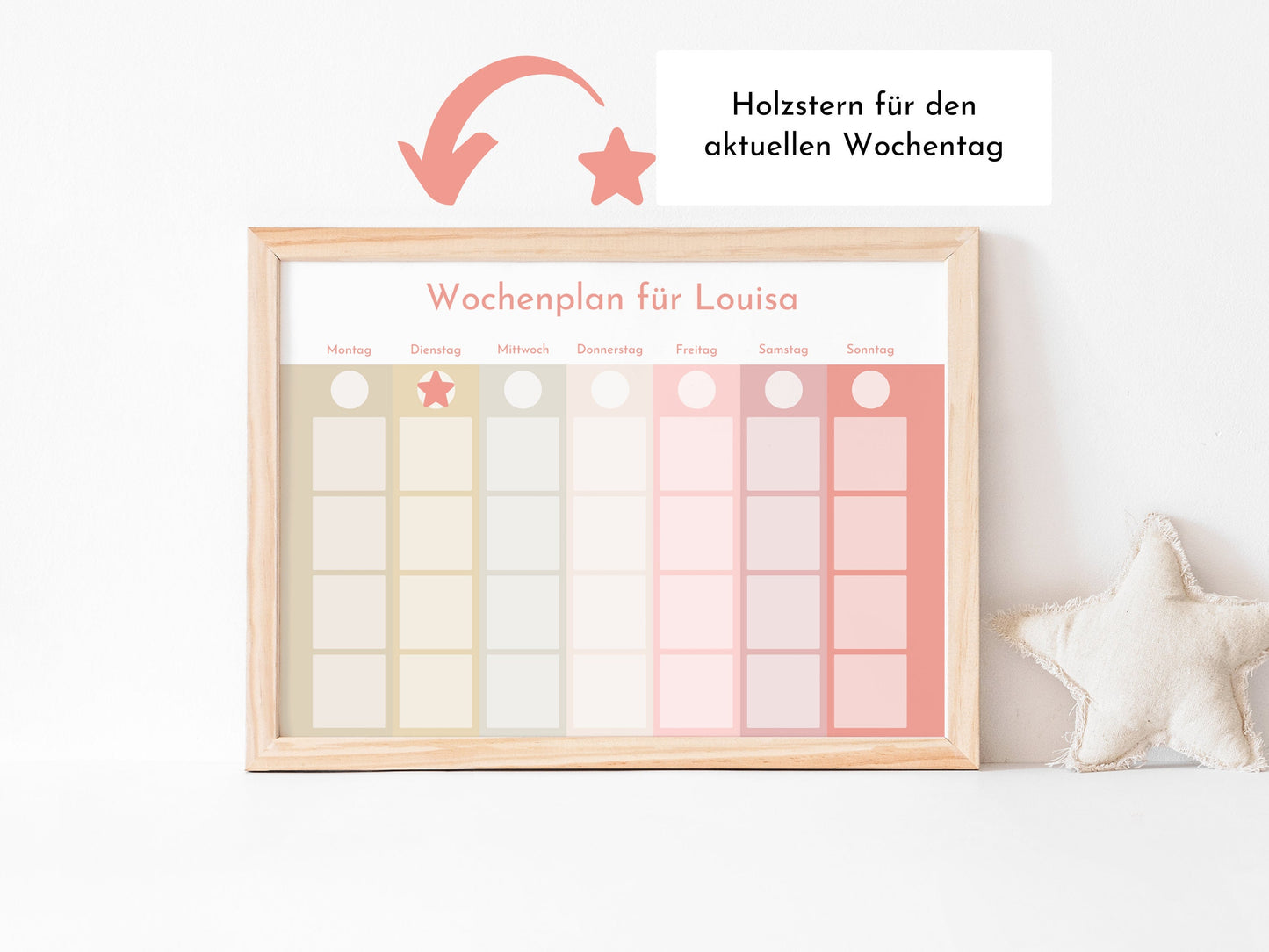 Personalisierter Magnetboard Wochenplan "Erdbeer Haselnuss" für Kinder, 246 Routine Karten, Magnet, Montessori Routineplan Familie Nordstern