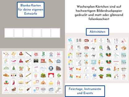 Personalisierter Magnetboard Wochenplan "Salbei Haselnuss" für Kinder, 246 Routine Karten, Magnet, Montessori Routineplan Familie Nordstern