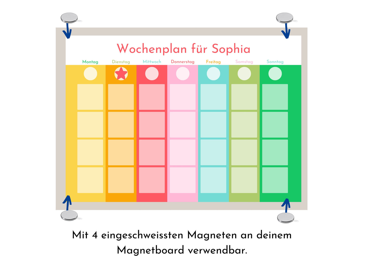 Wochenplan "Frühling" mit Name personalisiert, 246 Routine Karten, laminiert magnetisch Klett, Routineplan für Kinder und Jugendliche