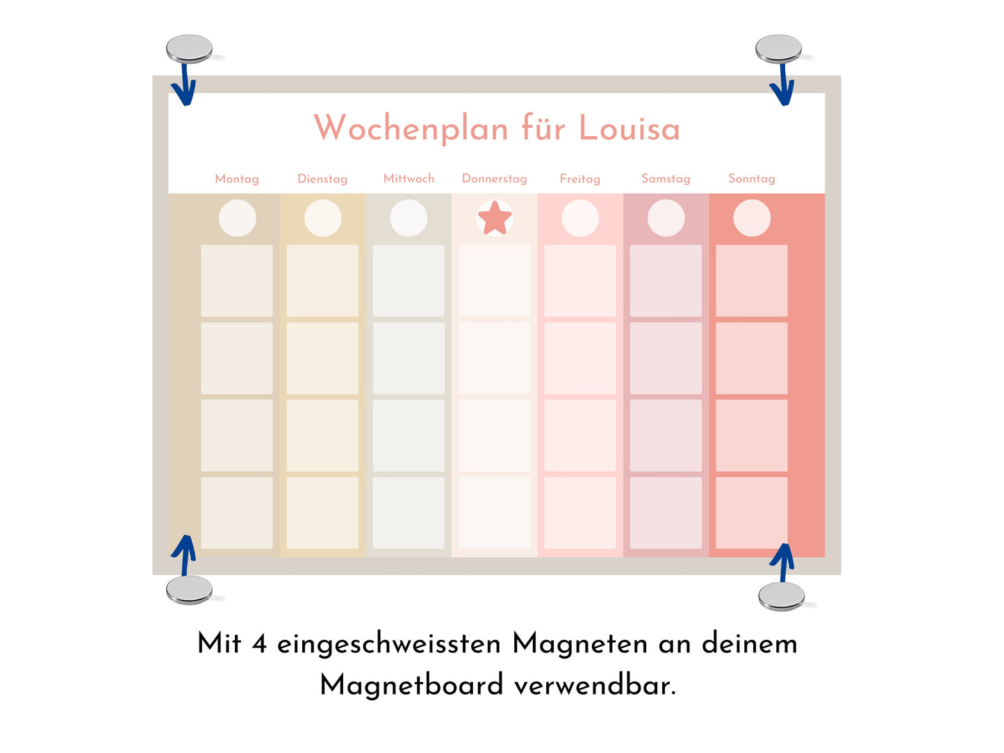 Personalisierter Wochenplan "Erdbeere und Haselnuss", 246 Routine Karten, laminiert magnetisch Klett, Routineplan für Kinder und Jugendliche