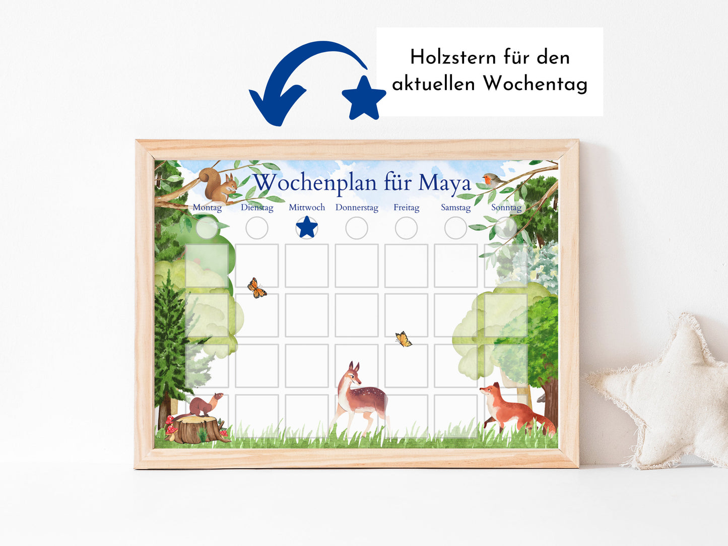 Personalisierter Wochenplan "Wald und Wiese" mit 246 Routine Karten für Kinder, magnetisch, Montessori Routineplan von Familie Nordstern