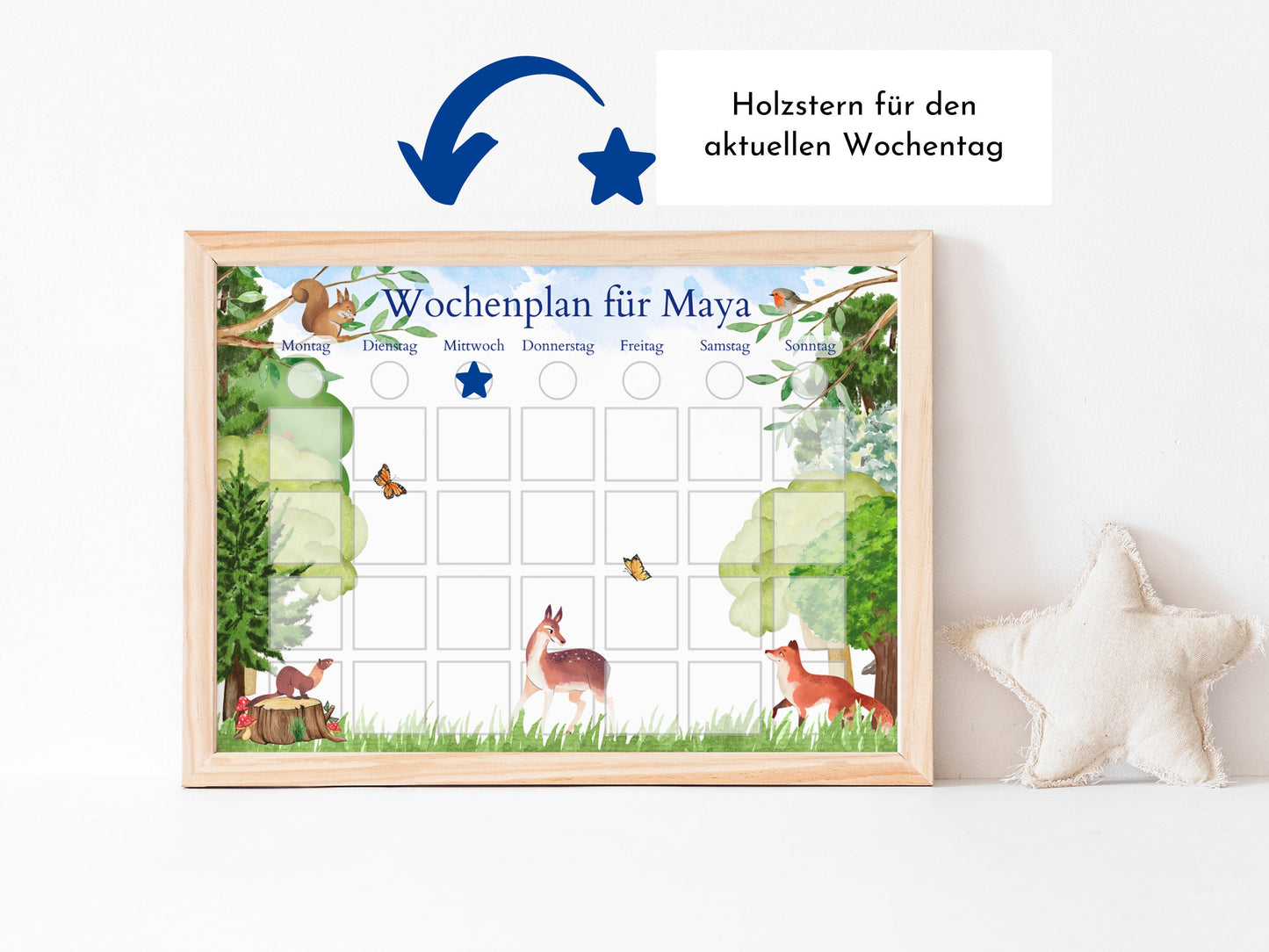 Magnetboard Wochenplan "Wald und Wiese" für Kinder, 246 Routine Karten, Bildkarten, Magneten, Montessori Routineplan von Familie Nordstern