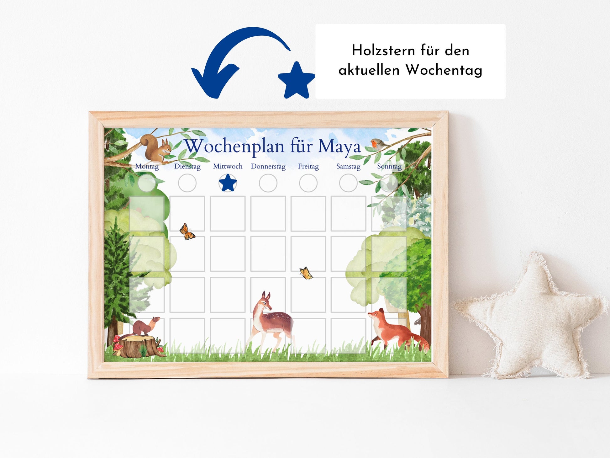 Magnetboard Wochenplan "Wald und Wiese" für Kinder, 246 Routine Karten, Bildkarten, Magneten, Montessori Routineplan von Familie Nordstern