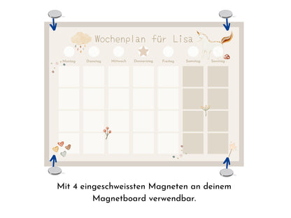 Personalisierter Wochenplan "Einhorn und Wolke", 246 Routine Karten, Routineplan für Kinder, Montessori Wochenroutine Familie Nordstern