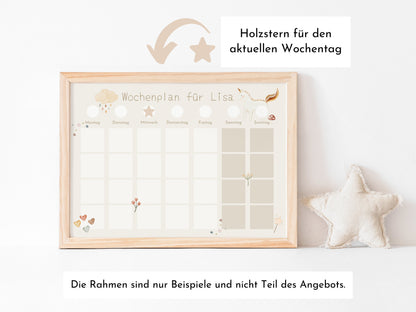 Personalisierter Wochenplan "Einhorn und Wolke", 246 Routine Karten, Routineplan für Kinder, Montessori Wochenroutine Familie Nordstern