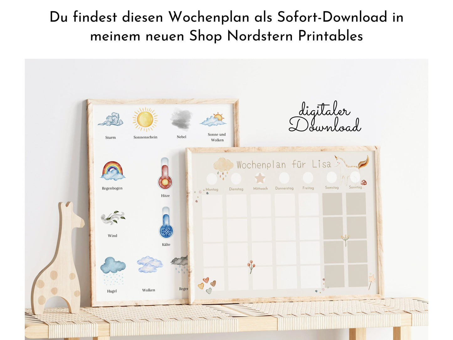 Personalisierter Wochenplan "Einhorn und Wolke", 246 Routine Karten, Routineplan für Kinder, Montessori Wochenroutine Familie Nordstern