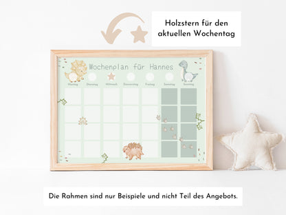 Wochenplan "Baby Dinos" mit Name personalisiert, 246 Routine Karten, laminiert magnetisch Klett, Routineplan für Kinder Familie Nordstern