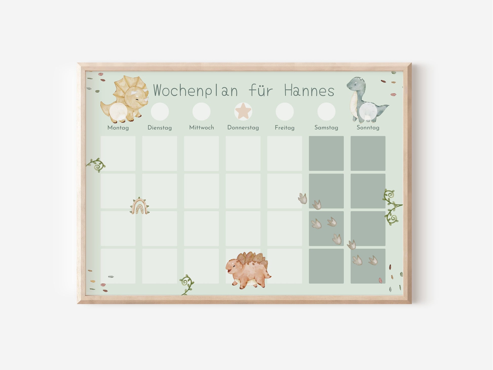 Wochenplan "Baby Dinos" mit Name personalisiert, 246 Routine Karten, laminiert magnetisch Klett, Routineplan für Kinder Familie Nordstern