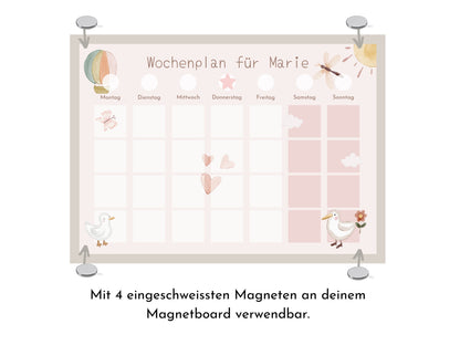 Wochenplan "Schmetterlinge" mit Name personalisiert, 246 Routine Karten, laminiert magnetisch Klett, Routineplan für Kinder und Jugendliche