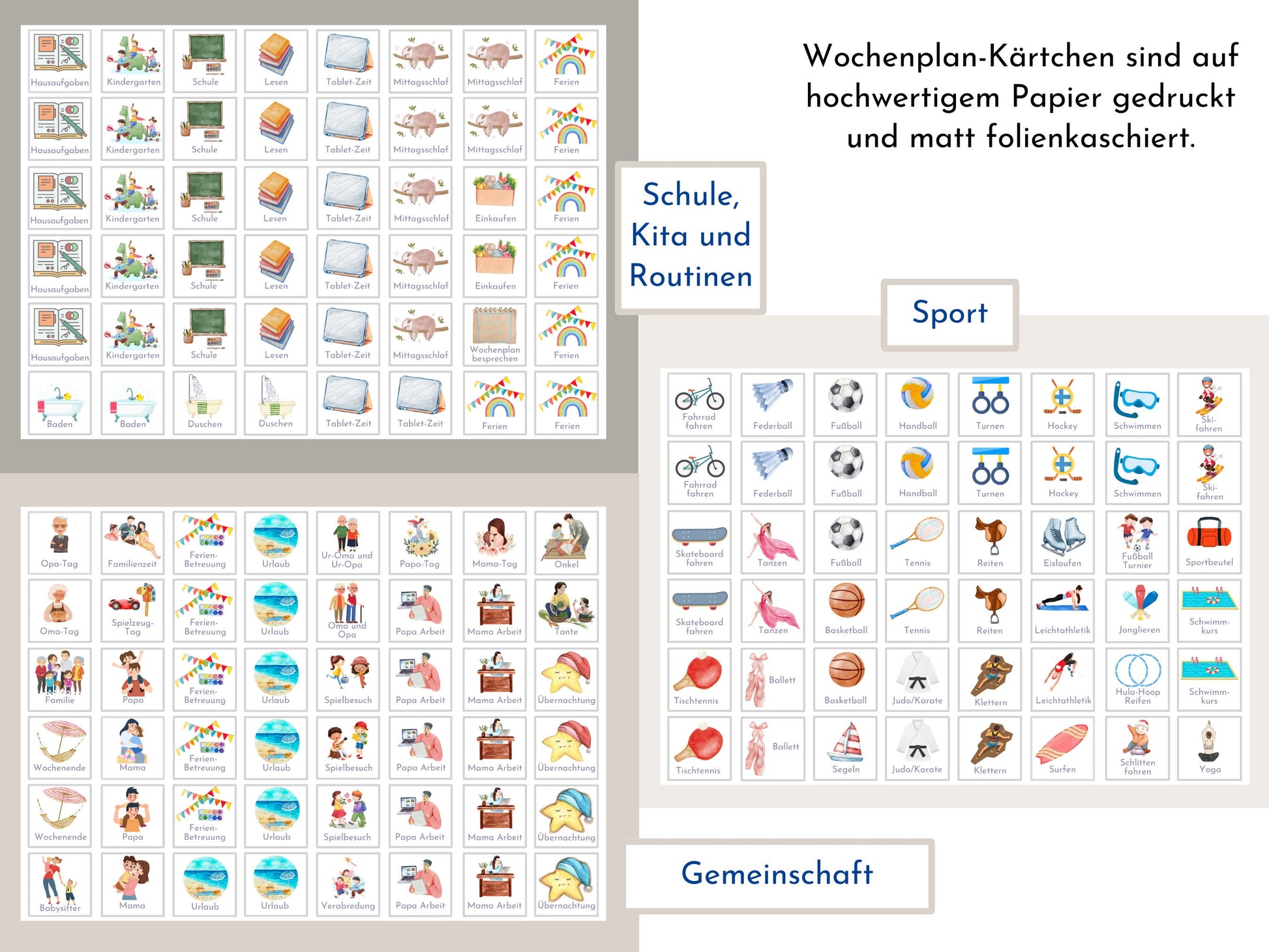 Wochenplan "Schmetterlinge" mit Name personalisiert, 246 Routine Karten, laminiert magnetisch Klett, Routineplan für Kinder und Jugendliche