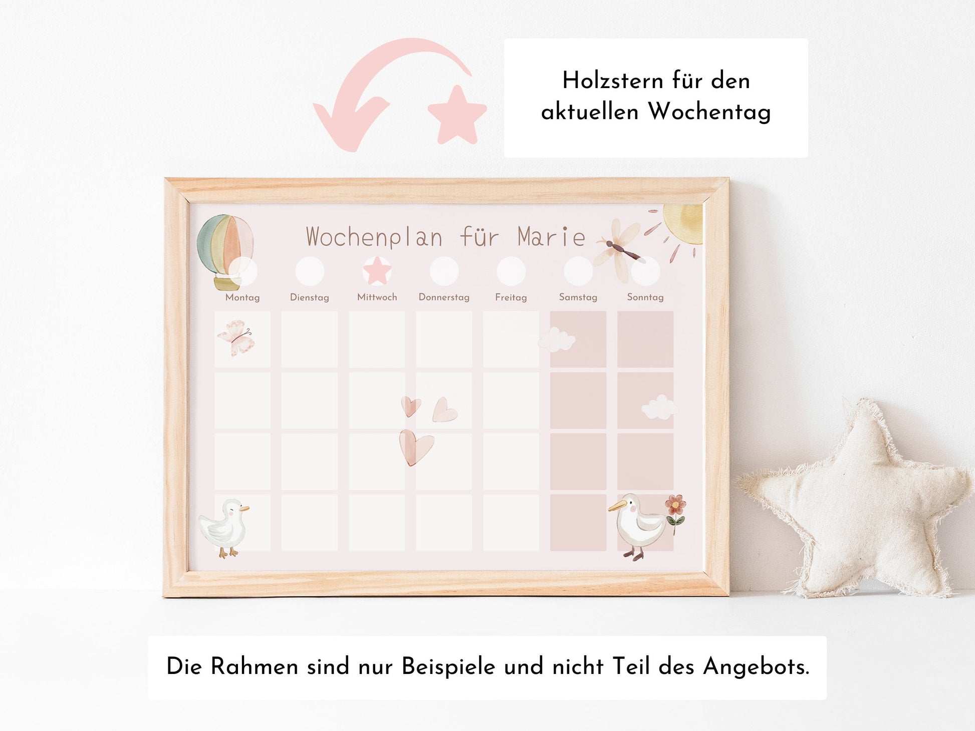 Magnetboard Wochenplan "Schmetterlinge" personalisiert für Kinder, 246 Routine Karten, Magnete, Montessori Routineplan von Familie Nordstern