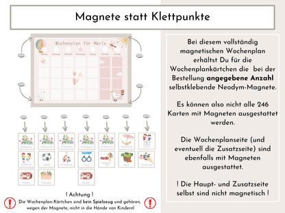 Magnetboard Wochenplan "Schmetterlinge" personalisiert für Kinder, 246 Routine Karten, Magnete, Montessori Routineplan von Familie Nordstern