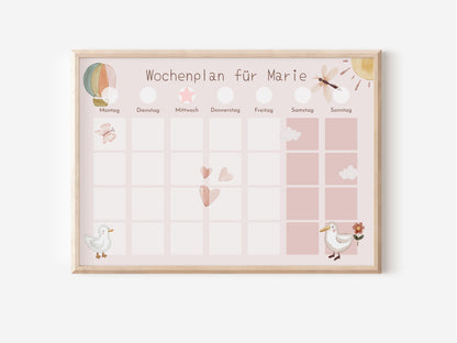 Magnetboard Wochenplan "Schmetterlinge" personalisiert für Kinder, 246 Routine Karten, Magnete, Montessori Routineplan von Familie Nordstern