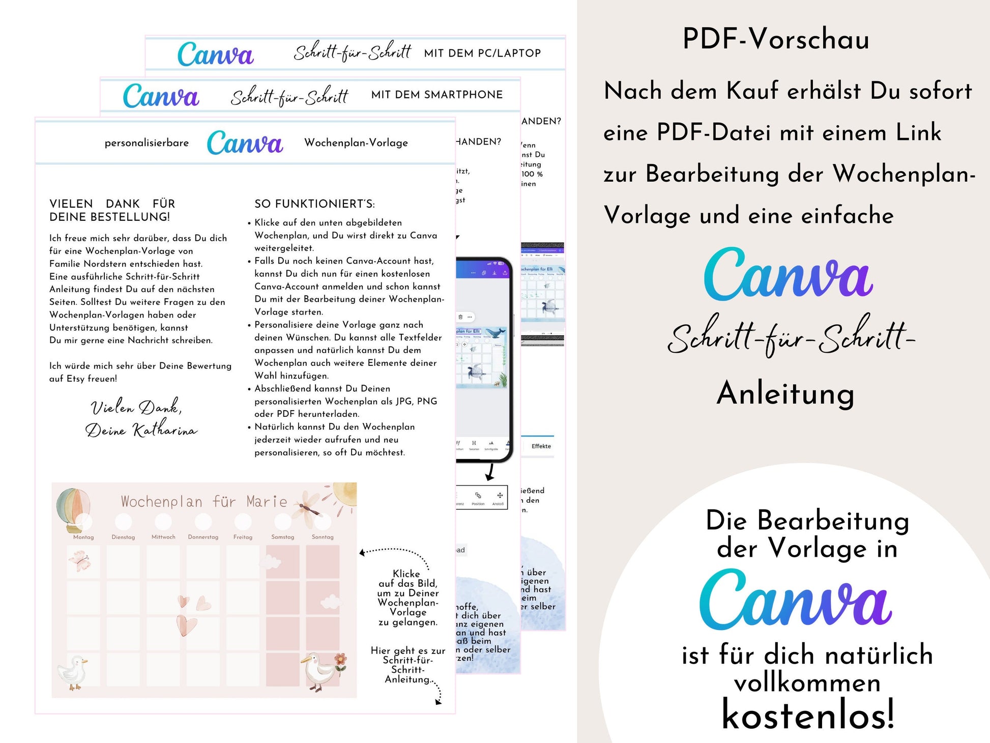 Wochenplan "Schmetterlinge" für Kinder, 288 Routine Karten, Canva-Vorlage und PDF Sofort-Download, Routineplan nach Montessori