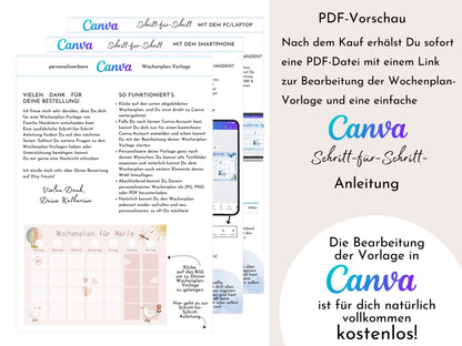 Wochenplan "Schmetterlinge" für Kinder, 288 Routine Karten, Canva-Vorlage und PDF Sofort-Download, Routineplan nach Montessori